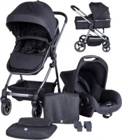 Puck Stroller 3 In 1 Max Zwart Met Frame Antra Incl Autostoel/Adapter/Mamabag