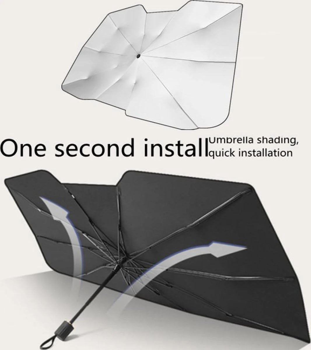 TDR - Zonnescherm / Autoparaplu - Binnenkant Voorruit Auto - Opvouwbaar - Hitte En UV Bescherming - 122 X 65 Cm - Afbeelding 6