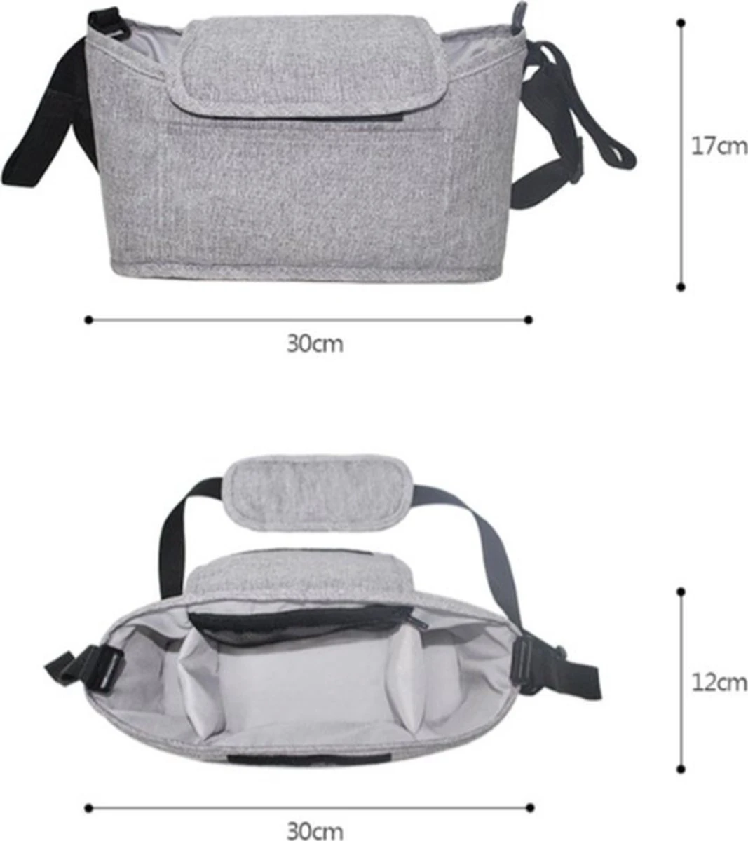 Wandelwagen Tas | Luiertas | Organizer | 30 X 17 CM | Bevestig Aan Kinderwagen | Mama | Baby | - Afbeelding 3