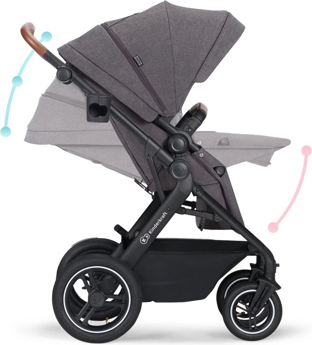 Kinderkraft B-Tour Ash Grey 3-in-1 Combi Kinderwagen Incl. Autostoel KSBTOU00DGR3000 - Afbeelding 14