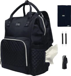 NanaBeebi Luiertas Rugzak Met Verschoonmatje - Zwart - Inclusief Flessenwarmhouder - Kinderwagenhaken En Isoleervak