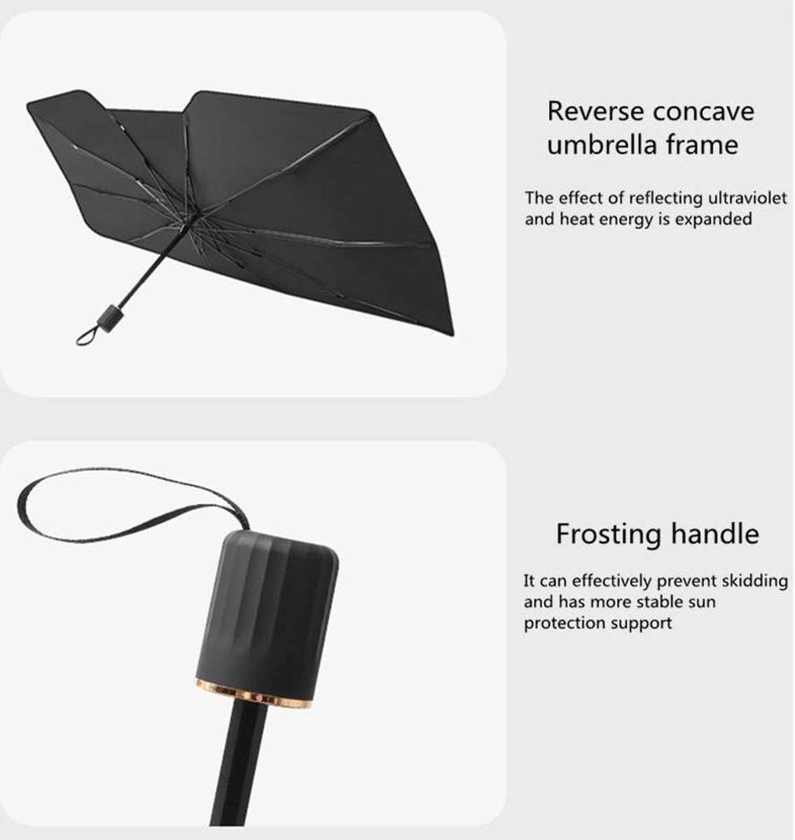 TDR - Zonnescherm / Autoparaplu - Binnenkant Voorruit Auto - Opvouwbaar - Hitte En UV Bescherming - 122 X 65 Cm - Afbeelding 10