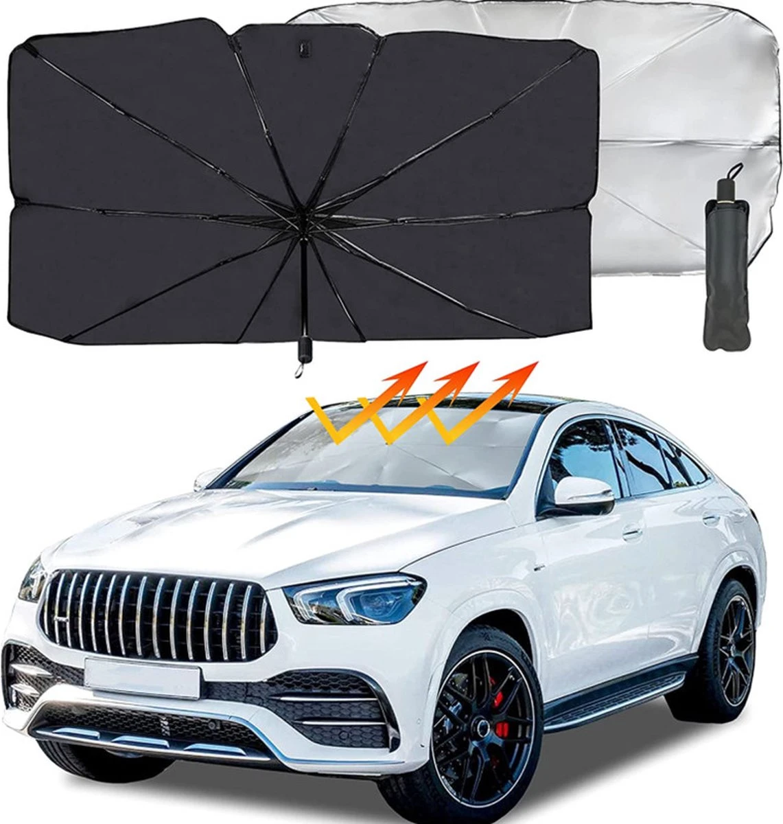 TDR - Zonnescherm / Autoparaplu - Binnenkant Voorruit Auto - Opvouwbaar - Hitte En UV Bescherming - 122 X 65 Cm