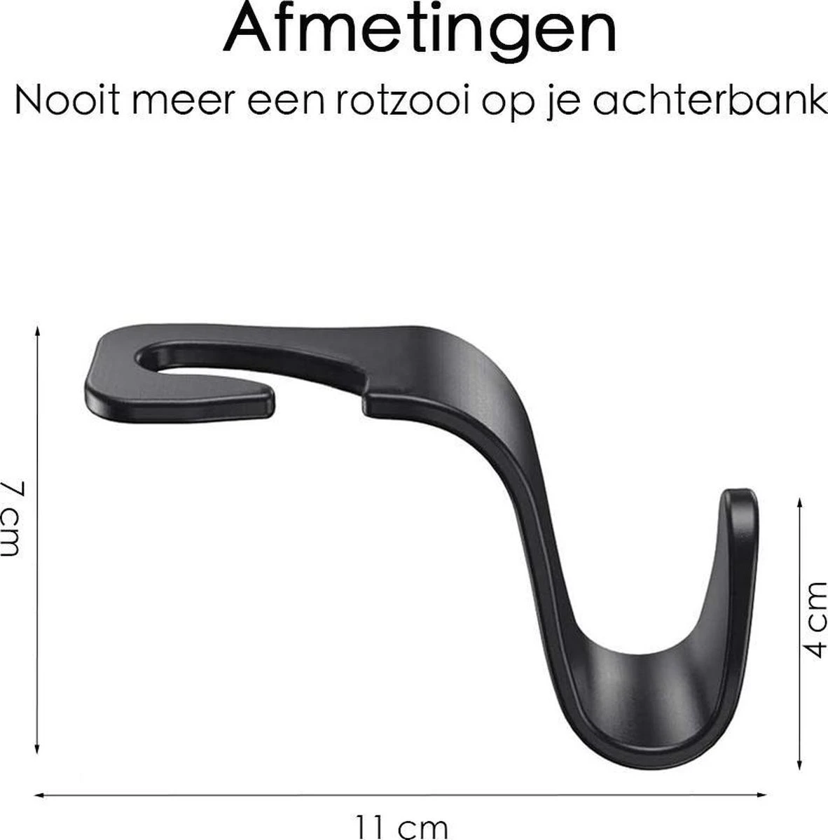 Merkloos Auto Kapstok - Opberghaak - Tashouder - Zwart - 4 Stuks - Afbeelding 2