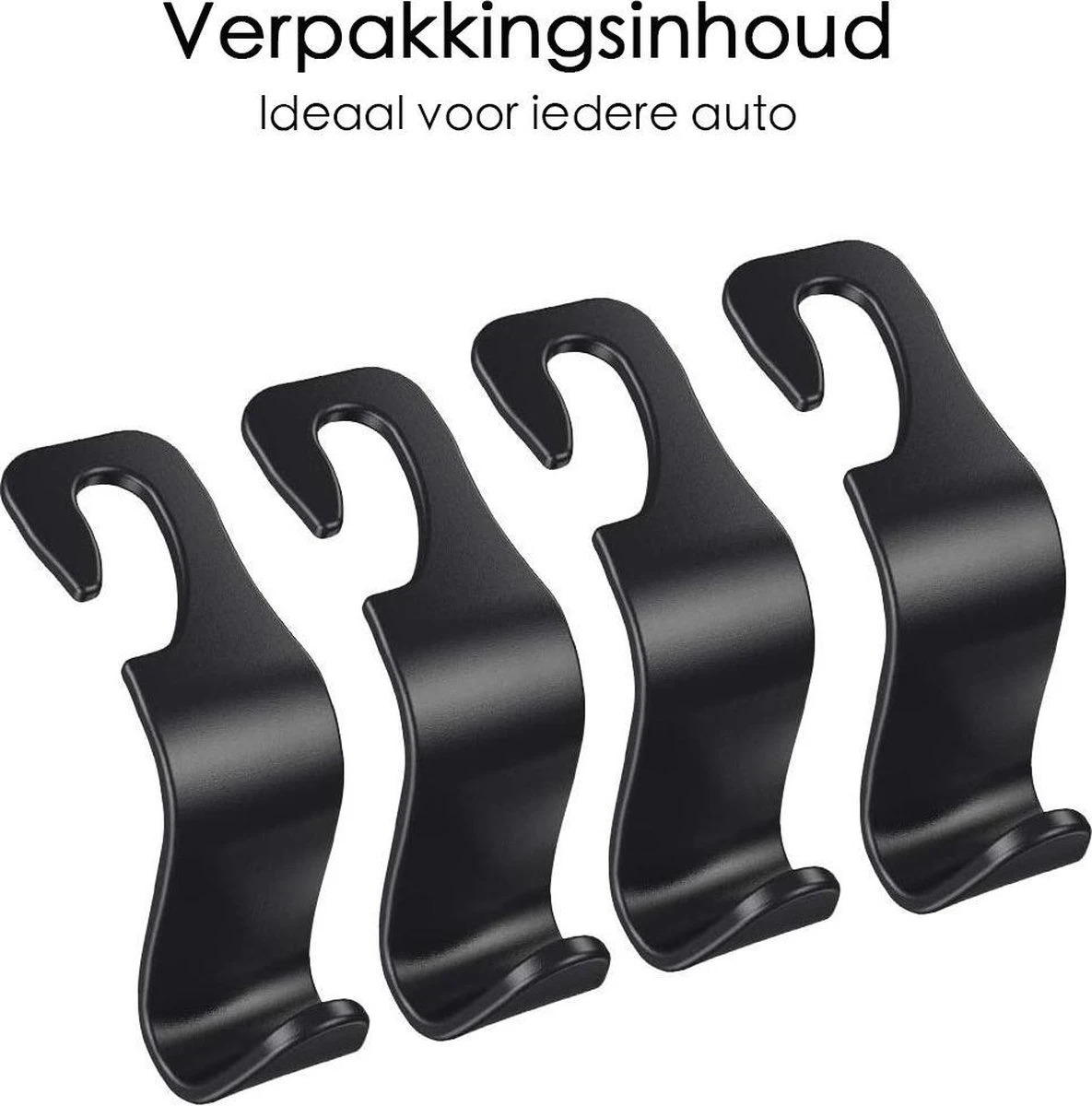Merkloos Auto Kapstok - Opberghaak - Tashouder - Zwart - 4 Stuks - Afbeelding 7