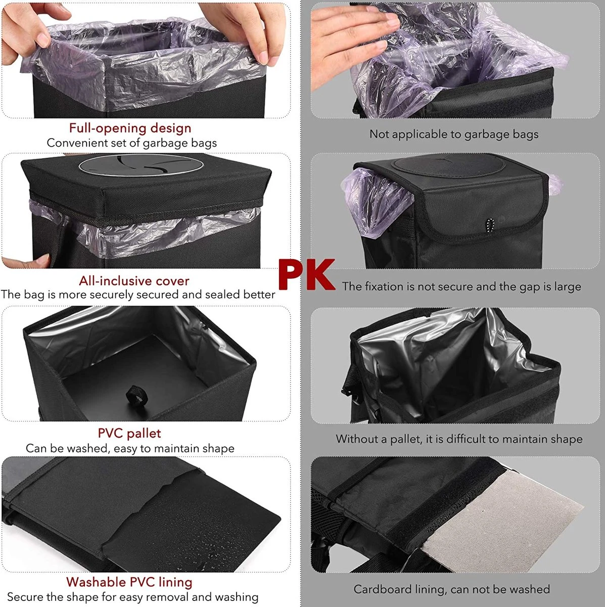 Merkloos Auto Afvalbak - Auto Accessories - Prullenbak Auto - Lekvrije Auto Vuilniszak Met Opbergzakken Multifunctioneel - Afbeelding 2