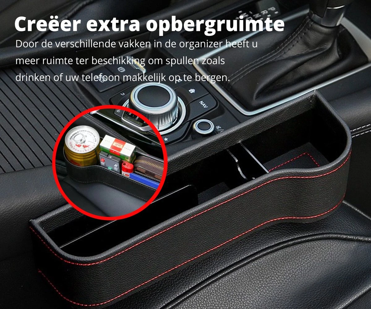 MOVENDO® - Luxe Auto Organizer Bestuurder En Bijrijder - Autostoel Opbergdoos Met Bekerhouder - Opbergen Auto Accessoires - Auto Accessories - Smartphone Telefoon Houder Geschikt Voor Tablet IPad Samsung Tab En Nintendo Switch - Cadeautje - Afbeelding 3