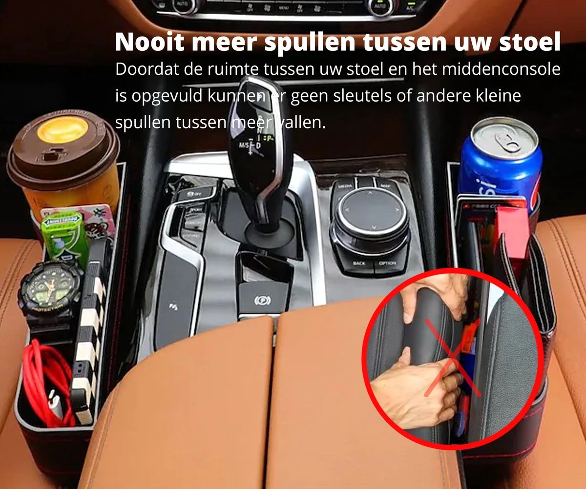 MOVENDO® - Luxe Auto Organizer Bestuurder En Bijrijder - Autostoel Opbergdoos Met Bekerhouder - Opbergen Auto Accessoires - Auto Accessories - Smartphone Telefoon Houder Geschikt Voor Tablet IPad Samsung Tab En Nintendo Switch - Cadeautje - Afbeelding 4