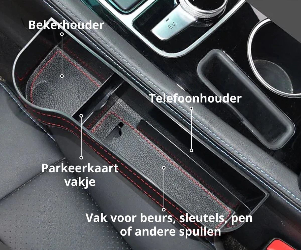 MOVENDO® - Luxe Auto Organizer Bestuurder En Bijrijder - Autostoel Opbergdoos Met Bekerhouder - Opbergen Auto Accessoires - Auto Accessories - Smartphone Telefoon Houder Geschikt Voor Tablet IPad Samsung Tab En Nintendo Switch - Cadeautje - Afbeelding 5