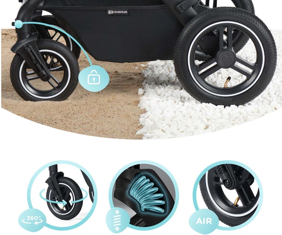 Kinderkraft B-Tour Ash Grey 3-in-1 Combi Kinderwagen Incl. Autostoel KSBTOU00DGR3000 - Afbeelding 12