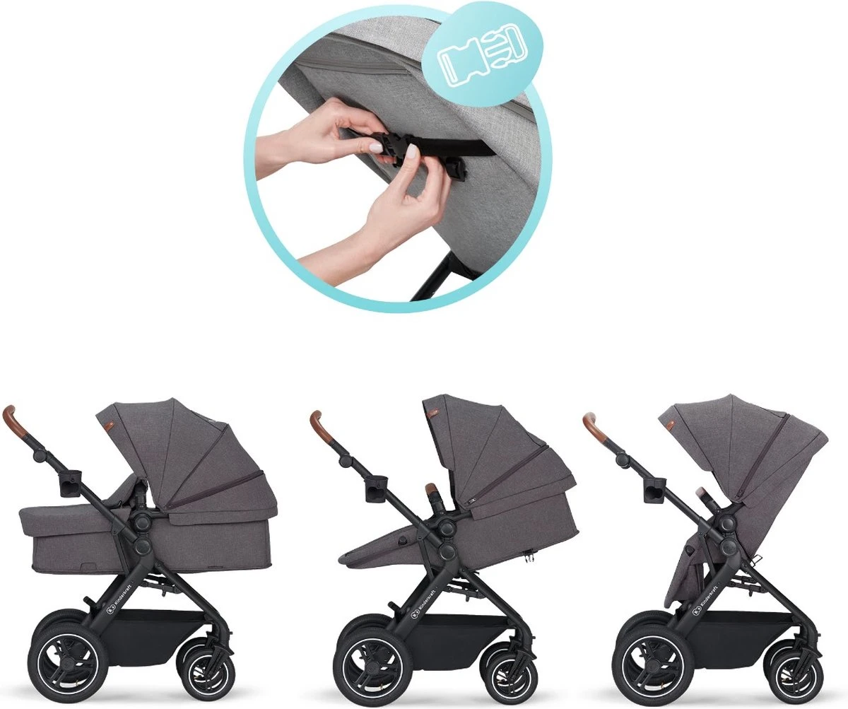 Kinderkraft B-Tour Ash Grey 3-in-1 Combi Kinderwagen Incl. Autostoel KSBTOU00DGR3000 - Afbeelding 20