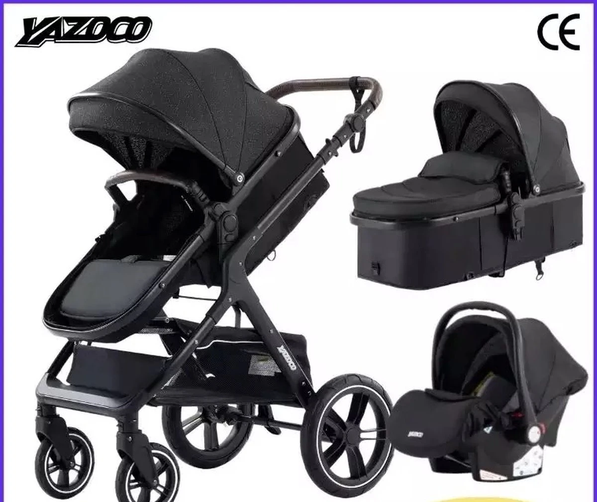 Merkloos Luxe Multi-functionele 3 In 1 Wandelwagen - Babywagen - Kwalitatieve Buggy - Opklapbare Kinderwagen - Licht En Flexibel - Afbeelding 16
