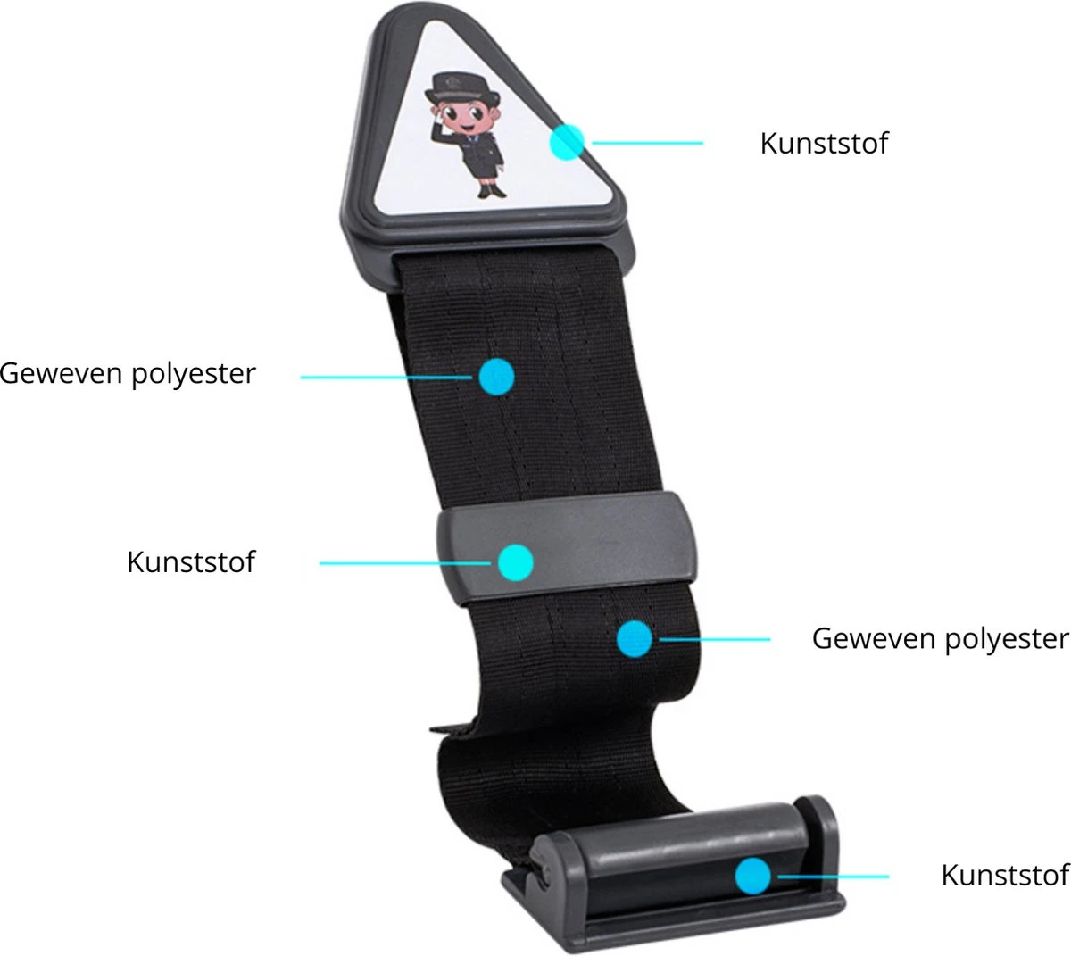 Gordelspanner Voor Kinderen Zwart - Gordelbeschermer Tegen Snijden In De Nek - Gordelclip Gordelversteller Gordelverlenger - Gordelklem Voor Kinderen - Afbeelding 5