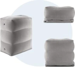 Merkloos Vliegtuigbedje - Opblaasbare Voetensteun - Reiskussen Vliegtuig - 3 Standen