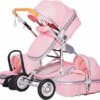 Merkloos Luxe 3-in-1 Kinderwagen - Wandelwagen - Autostoeltje - Buggy - Inklapbaar - Roze - 0-36 Maanden