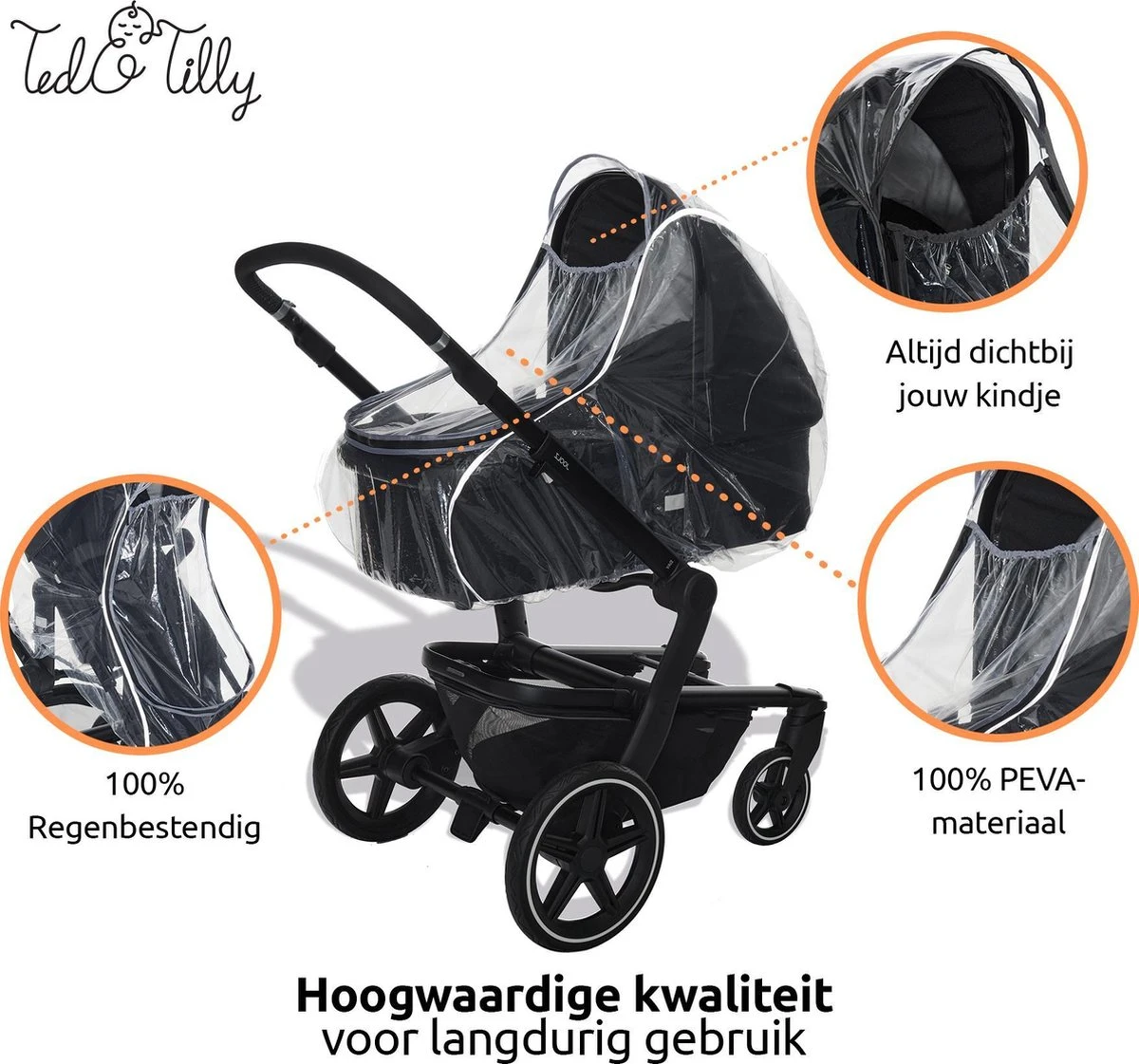 Universele Regenhoes Kinderwagen Met Kijkvenster – Buggy Hoes Universeel – Tegen Regen En Miezer Buggy – Doorzichtig - Afbeelding 4