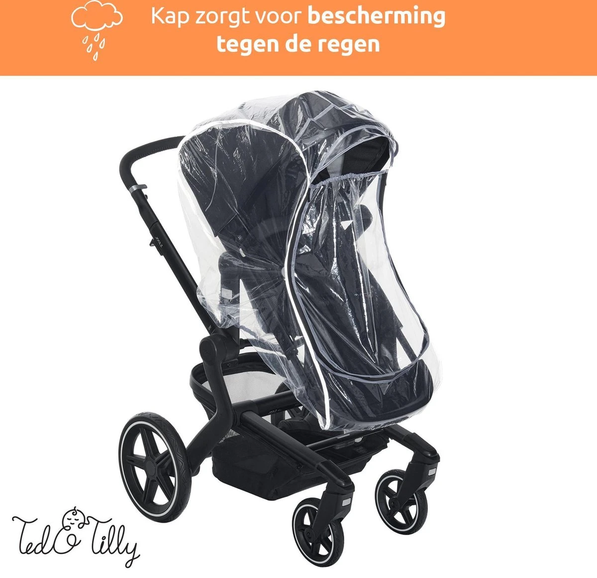 Universele Regenhoes Kinderwagen Met Kijkvenster – Buggy Hoes Universeel – Tegen Regen En Miezer Buggy – Doorzichtig - Afbeelding 3