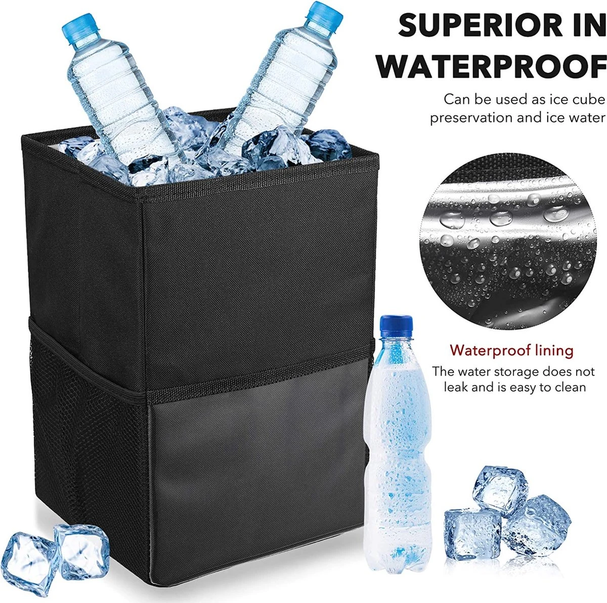 Merkloos Auto Afvalbak - Auto Accessories - Prullenbak Auto - Lekvrije Auto Vuilniszak Met Opbergzakken Multifunctioneel - Afbeelding 6