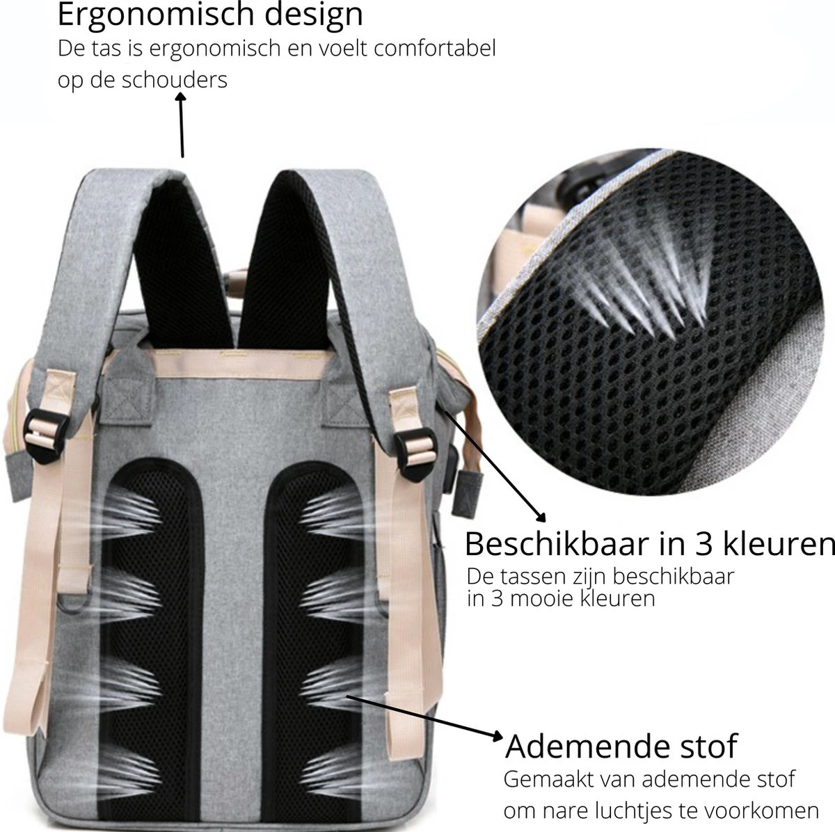 Luiertas - Babyrugtas - Luiertas Met Isoleervak - Luiertas Rugzak - Luiertas Verzorgingstas - Luiertas Groen - Afbeelding 3