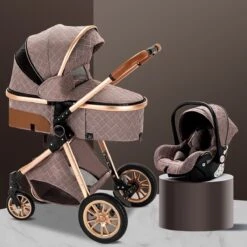 Merkloos Kinderwagen 3-in-1 – Luxe Kinderwagen - Buggy – Wandelwagen - Multifunctioneel – Opklapbaar – Incl Autostoel – Khaki