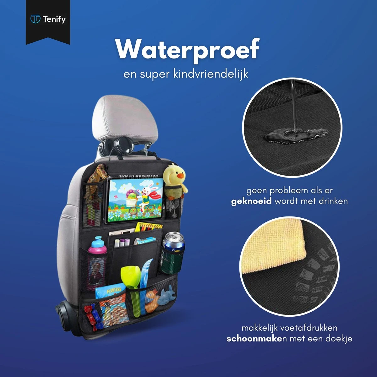 Tenify Premium Luxe & Stevige Auto Organizer Met Tablet Houder - Set Van 2 - Extra Opbergruimte - Beschermer - Autostoel - Accessories - Afbeelding 8