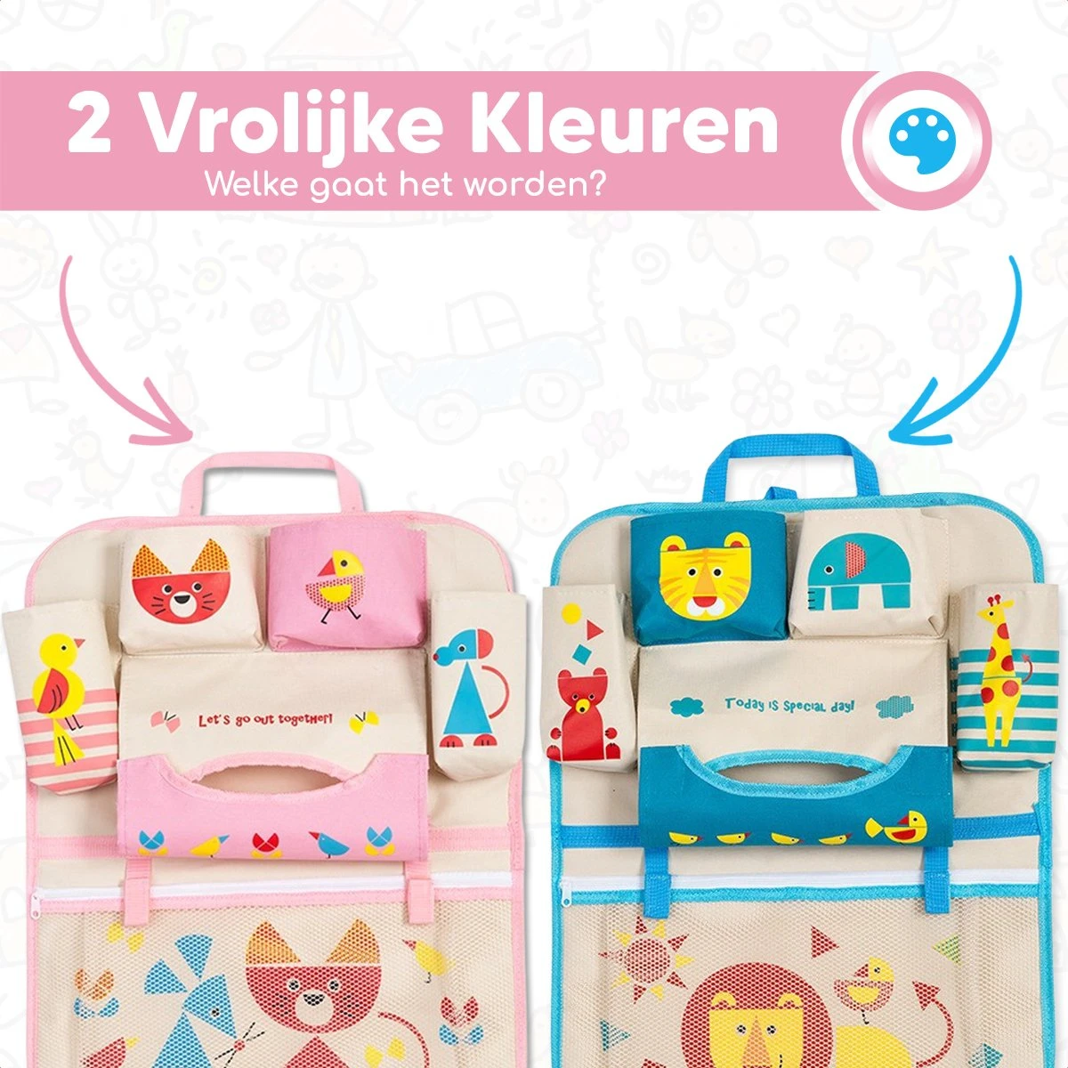 Merkloos Bablue Autostoel Organizer Voor Kinderen - Roze - Veel Verschillende Vakjes - Leuke Vormgeving - Autostoel Beschermer Voor Kinderen - Auto Organizer Kind - Reistafel Voor Kinderen - Auto Organizer Kinderen - Autostoel Tafeltje Kind - Afbeelding 4