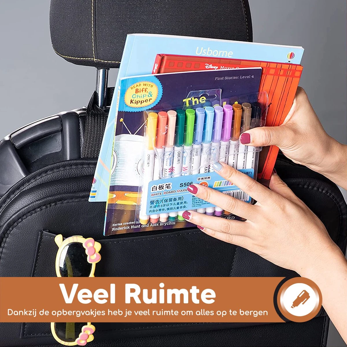 Bablue Autostoel Organizer - Zwart - 1 Stuks - Stevig PU Leer - Met Uitklapbare Tafel - Auto Organizer - Auto Accessories Interieur - Autostoel Organizer Tablet Houder - Autostoel Beschermer - Afbeelding 4