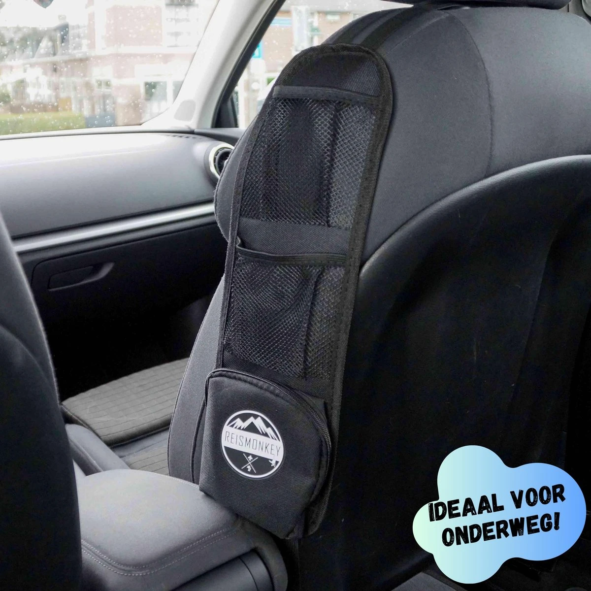 Reismonkey Auto Organizer – Auto Accessories – Voor Telefoon - Autostoel Organizer – Zwart – Auto Portemonnee - Afbeelding 2
