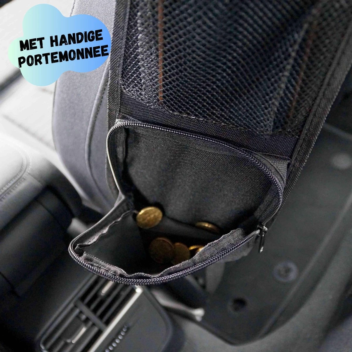 Reismonkey Auto Organizer – Auto Accessories – Voor Telefoon - Autostoel Organizer – Zwart – Auto Portemonnee - Afbeelding 5