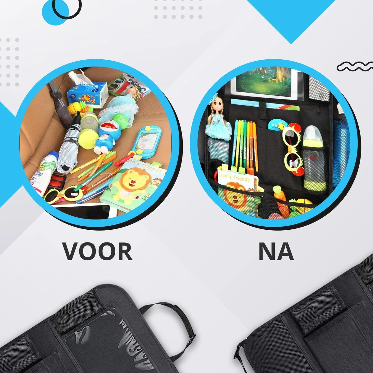 Merkloos Luxe En Stevige Autostoel Organizer Met Tablethouder – Auto Organizer – Auto/Accessoires/Bescherming – 45*65cm – Zwart - 1 Stuk - Afbeelding 5