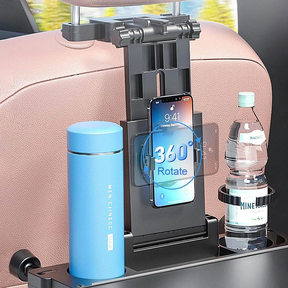 Multifunctionele Auto Tafel Voor Laptop Achterbank Snacks Fast Food Eetbak Drinken Computer Stoel Eettafel Beker Hoofdsteun Houder Klaptafel Stand Voor Telefoon & Tablet IPad - Afbeelding 2