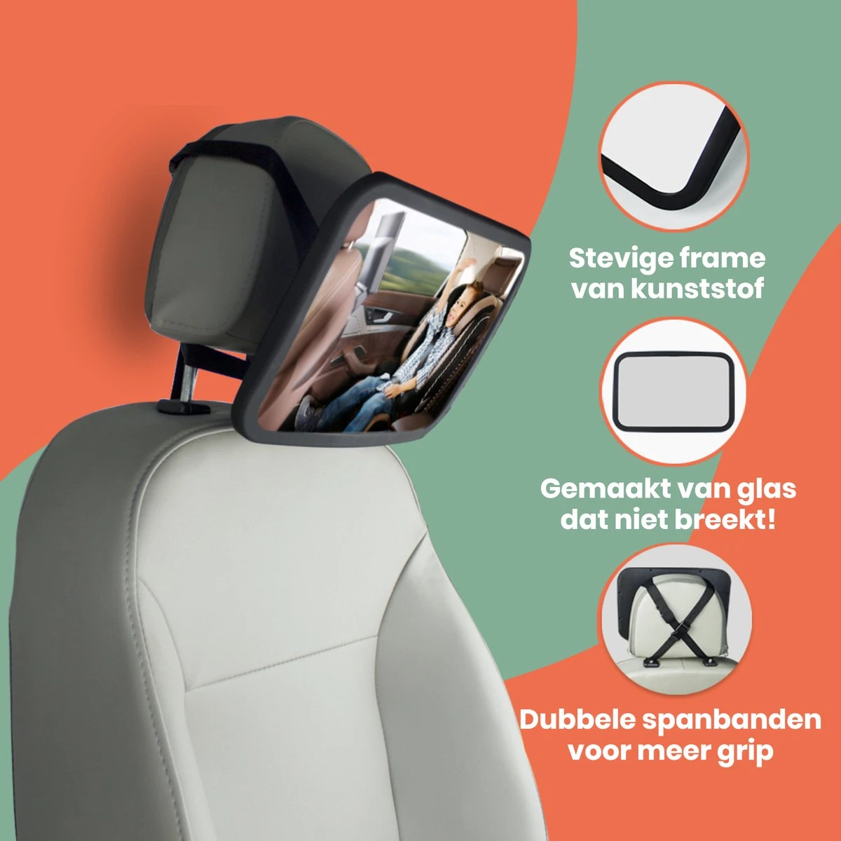 Baby Auto Spiegel - Achterbank Spiegel Baby - Verstelbare Achteruitkijkspiegel - Kinderspiegel - Afbeelding 2