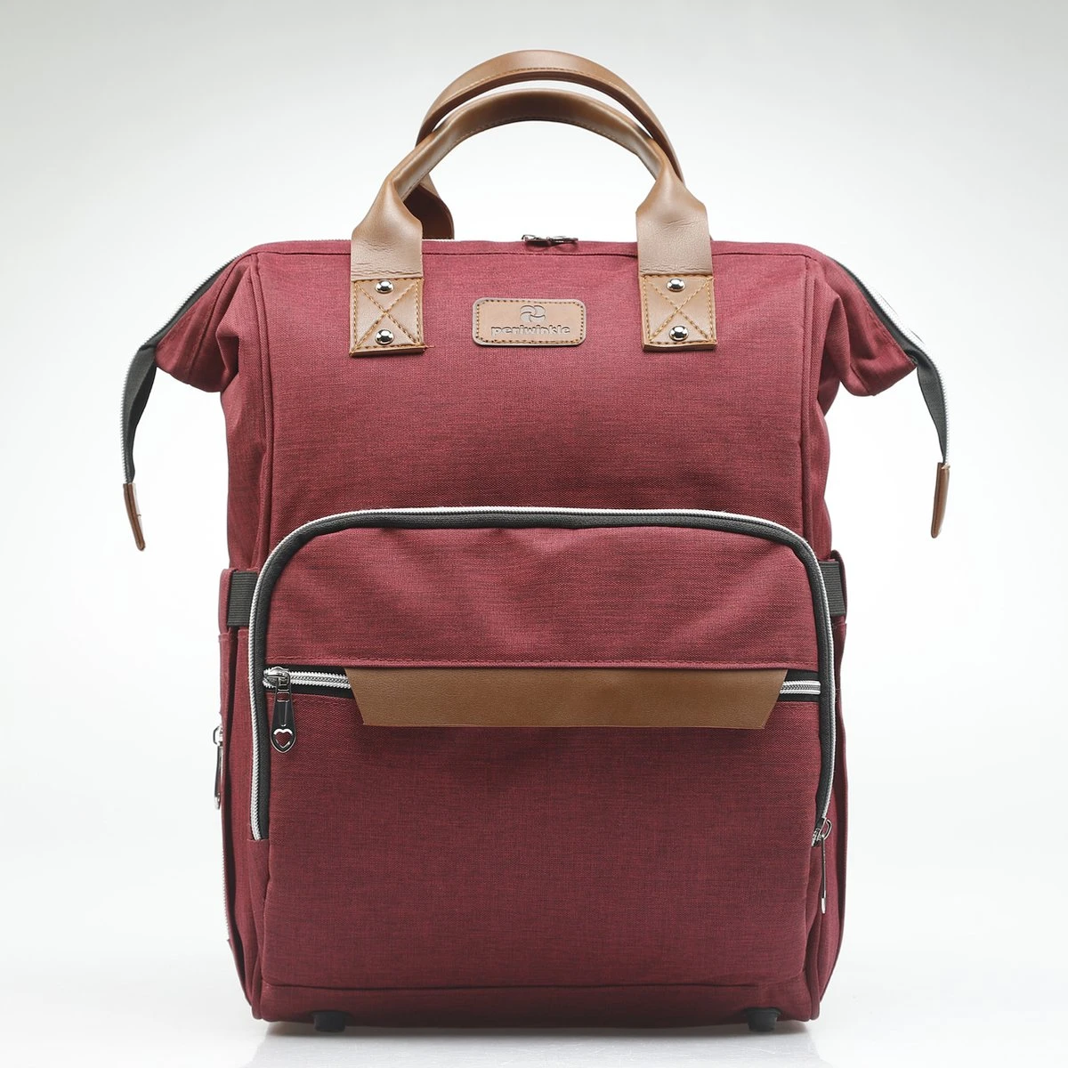 Periwinkle - Luiertassen - Waterproof Baby Verzorgingstas - Baby Rugzak - Luiertas - Verzorgingstas - Linnen - Bordeaux - Afbeelding 2