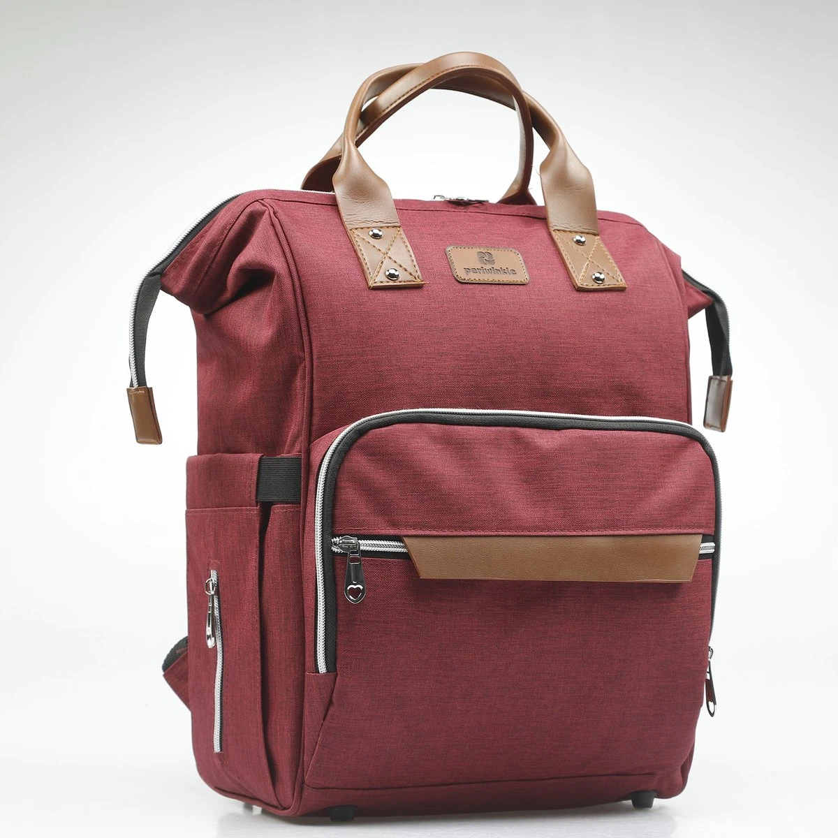 Periwinkle - Luiertassen - Waterproof Baby Verzorgingstas - Baby Rugzak - Luiertas - Verzorgingstas - Linnen - Bordeaux - Afbeelding 3