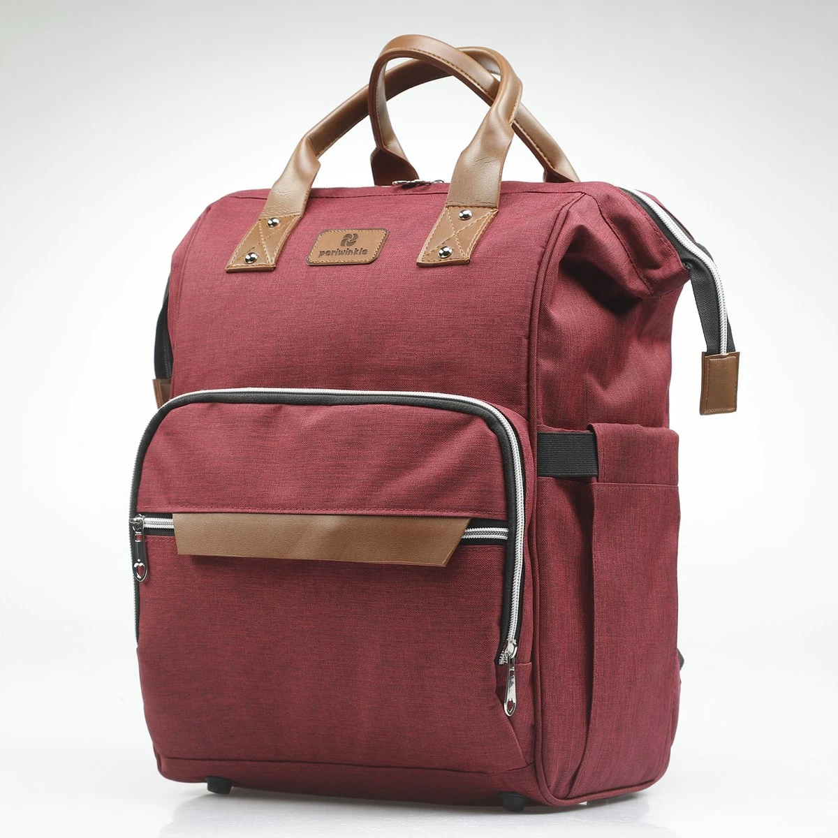 Periwinkle - Luiertassen - Waterproof Baby Verzorgingstas - Baby Rugzak - Luiertas - Verzorgingstas - Linnen - Bordeaux - Afbeelding 7
