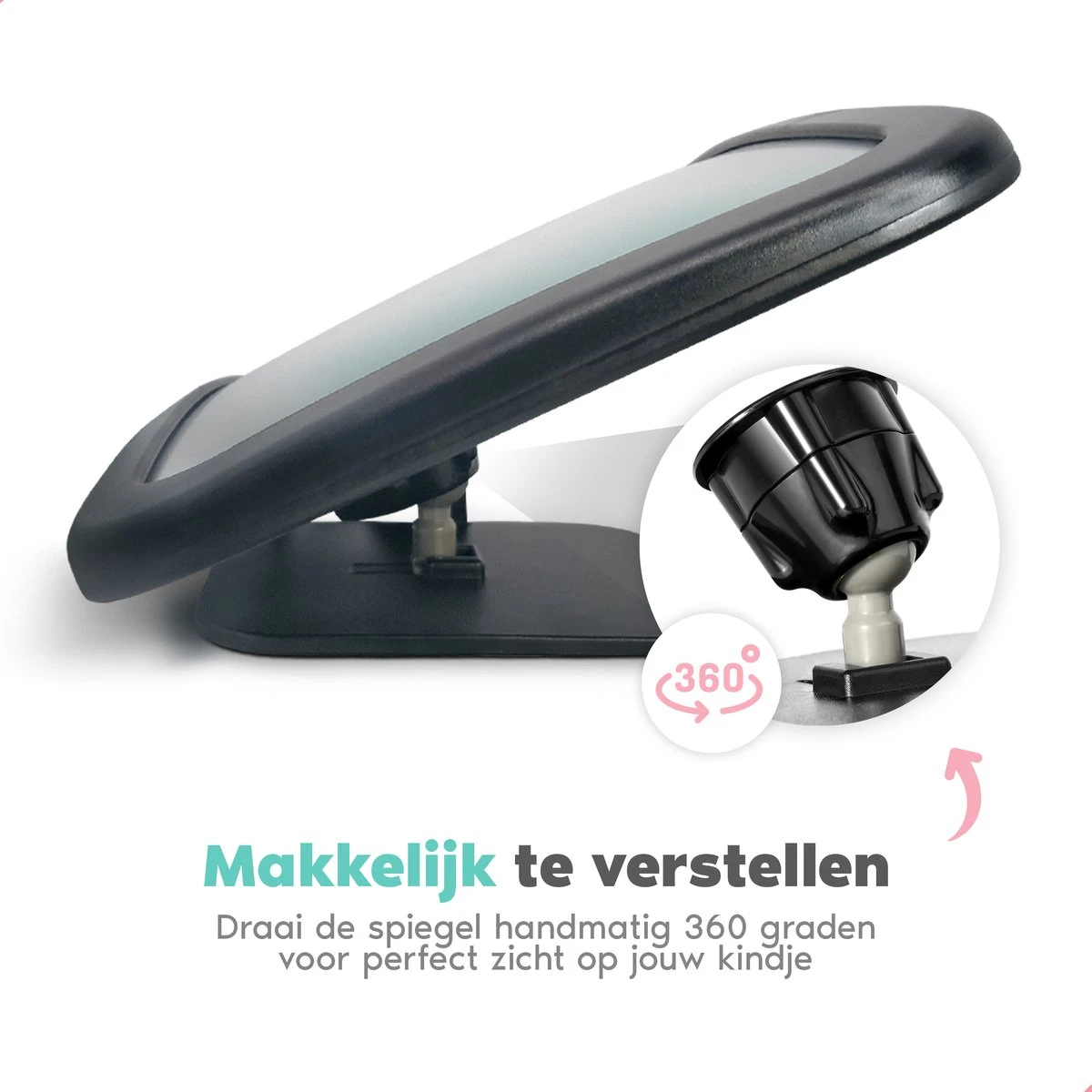 Autospiegel Baby - Verstelbare Achteruitkijkspiegel - Babyspiegel Voor Achterbank - Baby On Board Met Zuignap - Afbeelding 4