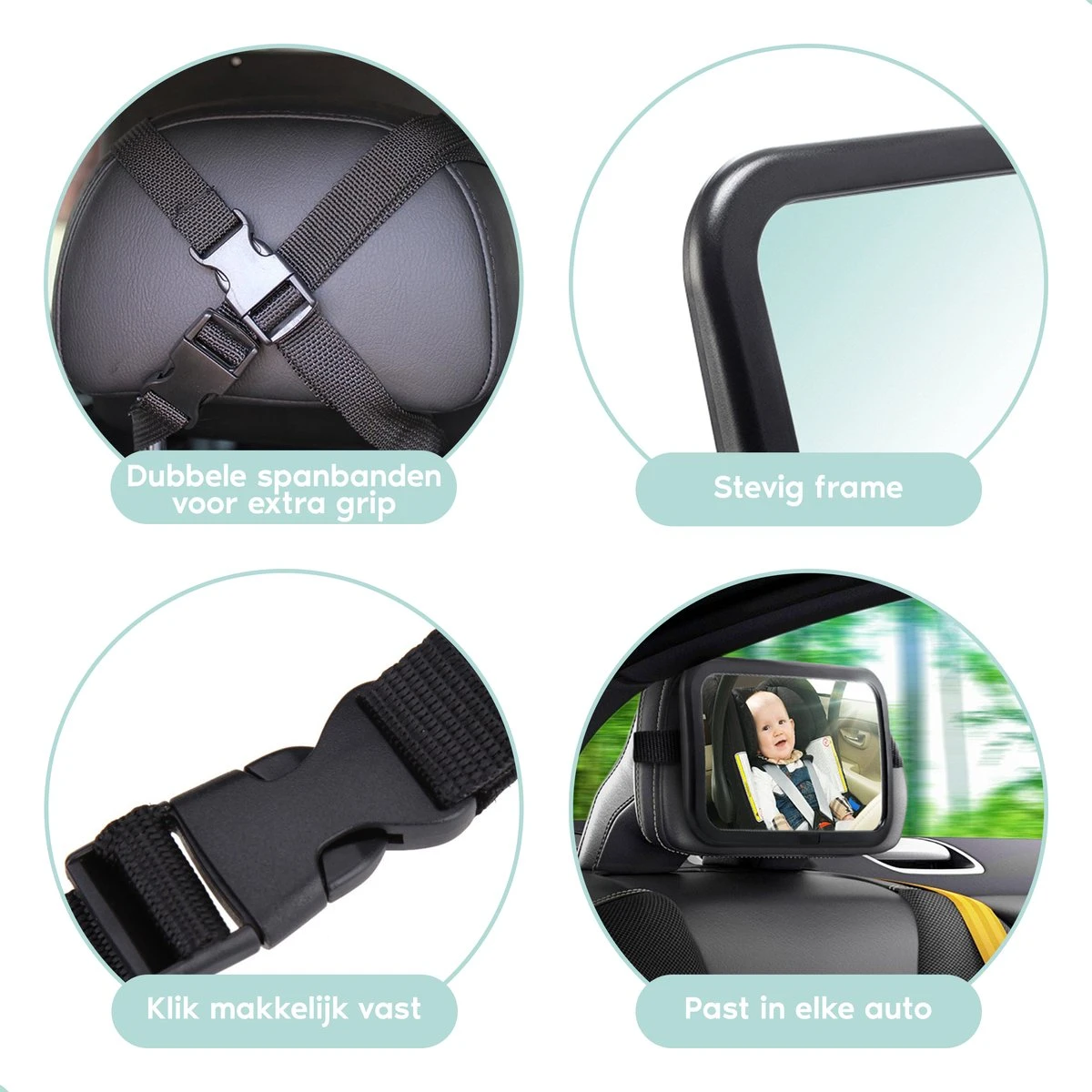 Autospiegel Baby - Verstelbare Achteruitkijkspiegel - Babyspiegel Voor Achterbank - Baby On Board Met Zuignap - Afbeelding 6