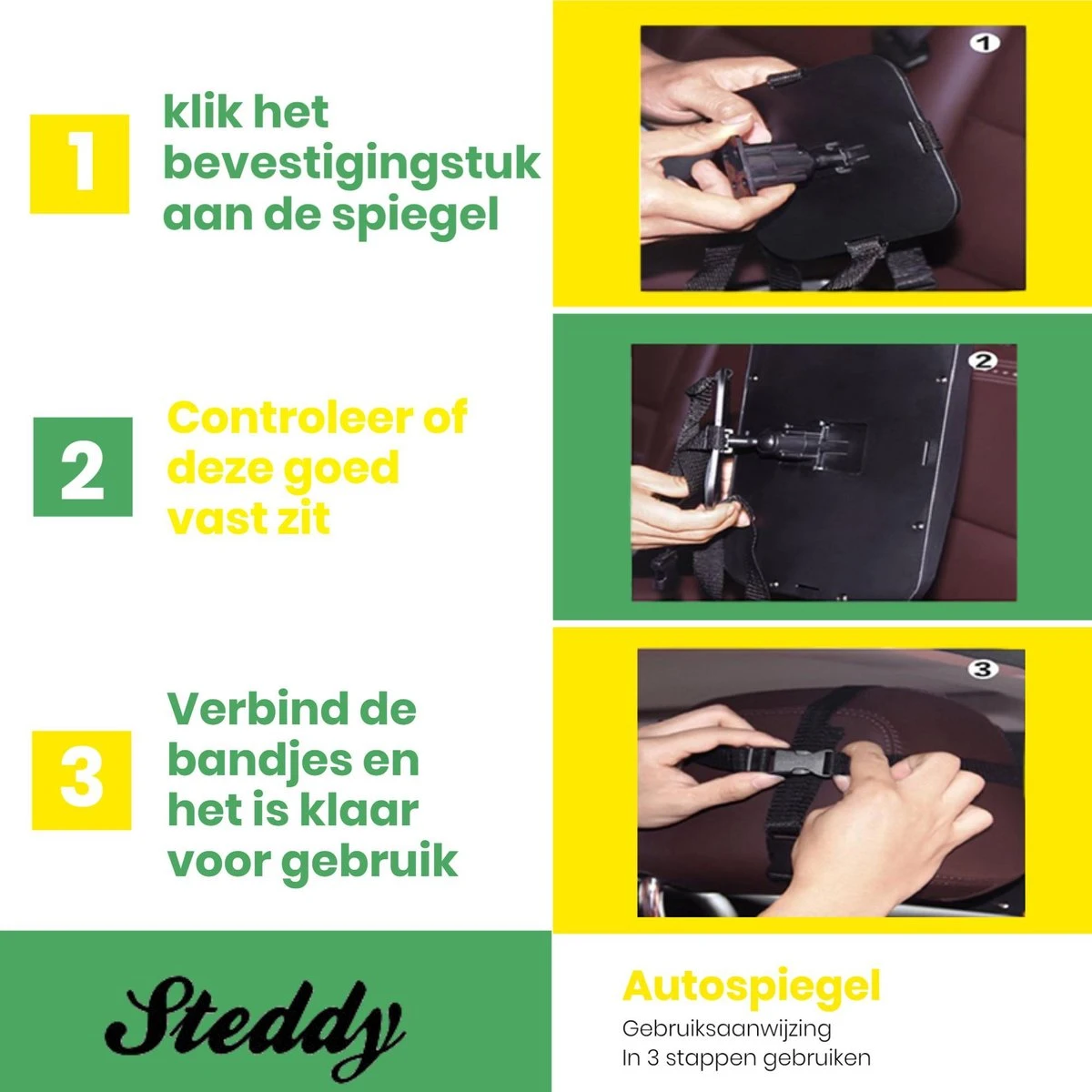 Baby Autospiegel - Universeel - Verstelbare Spiegel - Maxi Cosi Spiegel - Kind Auto Accessoires - Achterbank - Veiligheidsspiegel - Hoofdsteun - Autostoel - Afbeelding 4