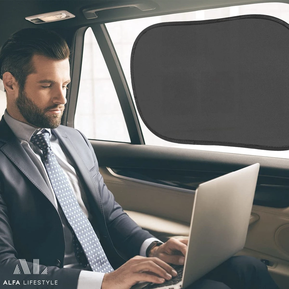 ALFA LIFESTYLE® Statische Zonneschermen - SHADE PRO V3 – Zwart Transparant Zonnescherm – UV Protectie Bescherming - Zonwering Auto - 2 Stuks - Afbeelding 6