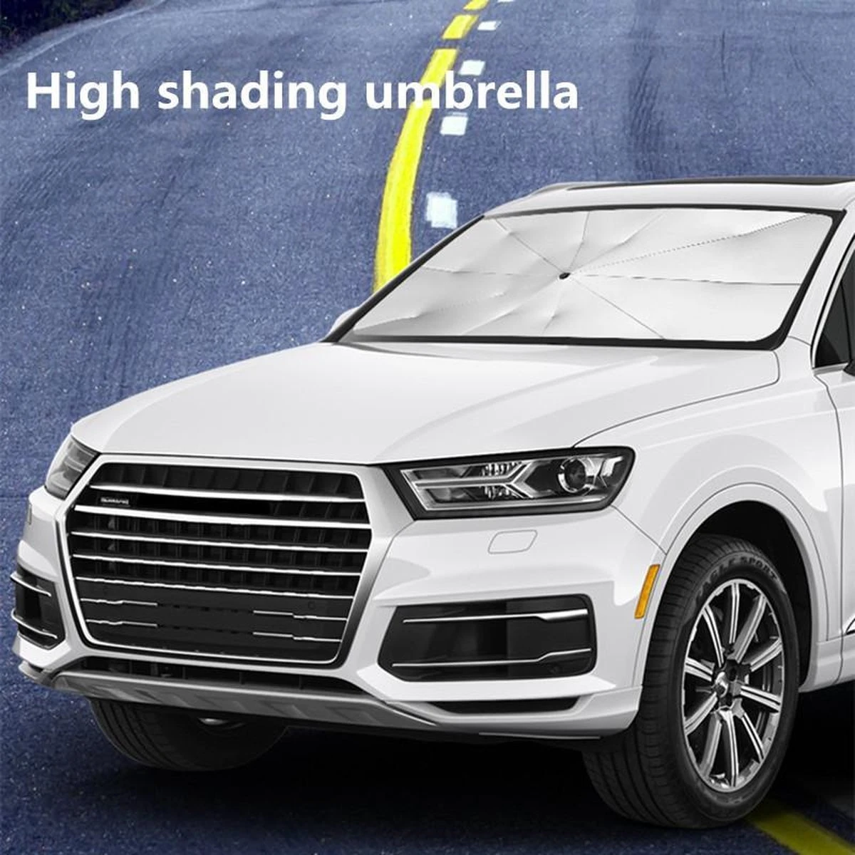 TDR - Zonnescherm / Autoparaplu - Binnenkant Voorruit Auto - Opvouwbaar - Hitte En UV Bescherming - 122 X 65 Cm - Afbeelding 3