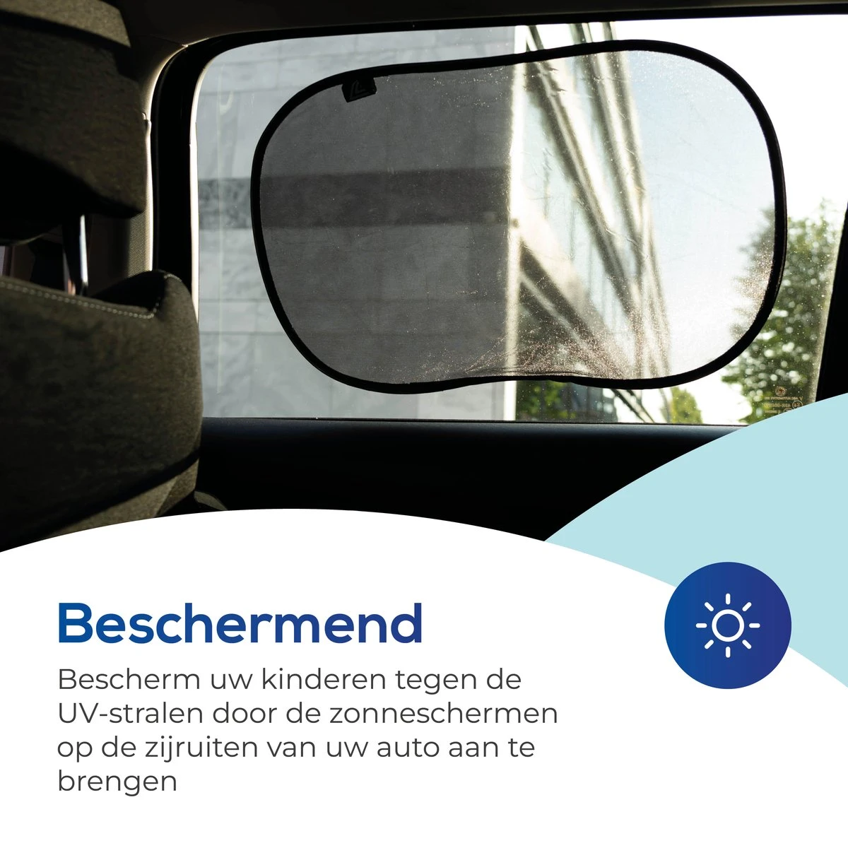 Lifestyle Living Zonnescherm Auto Zijruit – Zonwering Voor Baby En Kind – Zonder Zuignappen – UV Protectie – 2 Stuks – 51 X 31CM – Statisch - Zelfklevend - Afbeelding 2