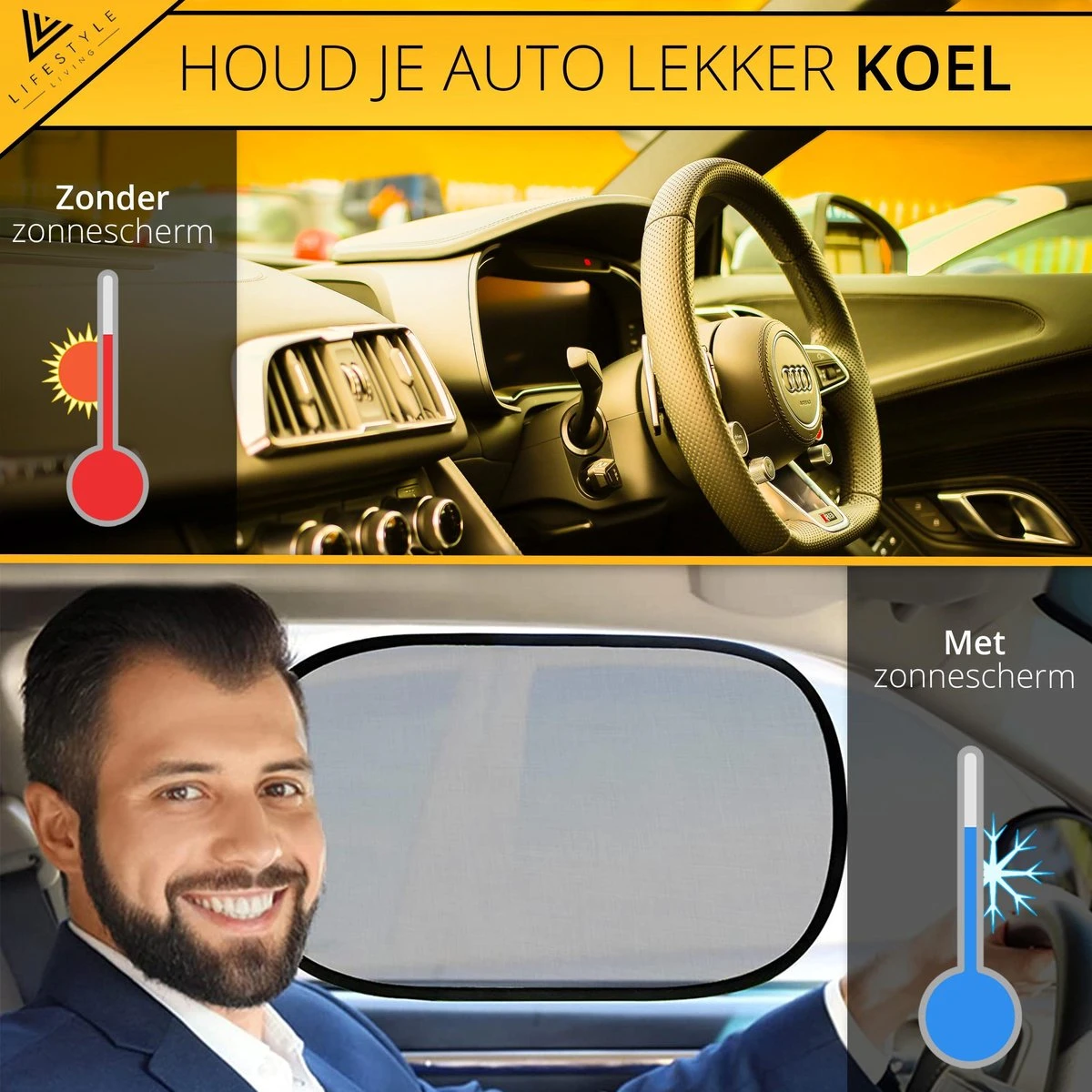 Lifestyle Living Zonnescherm Auto Zijruit – Zonwering Voor Baby En Kind – Zonder Zuignappen – UV Protectie – 2 Stuks – 51 X 31CM – Statisch - Zelfklevend - Afbeelding 7