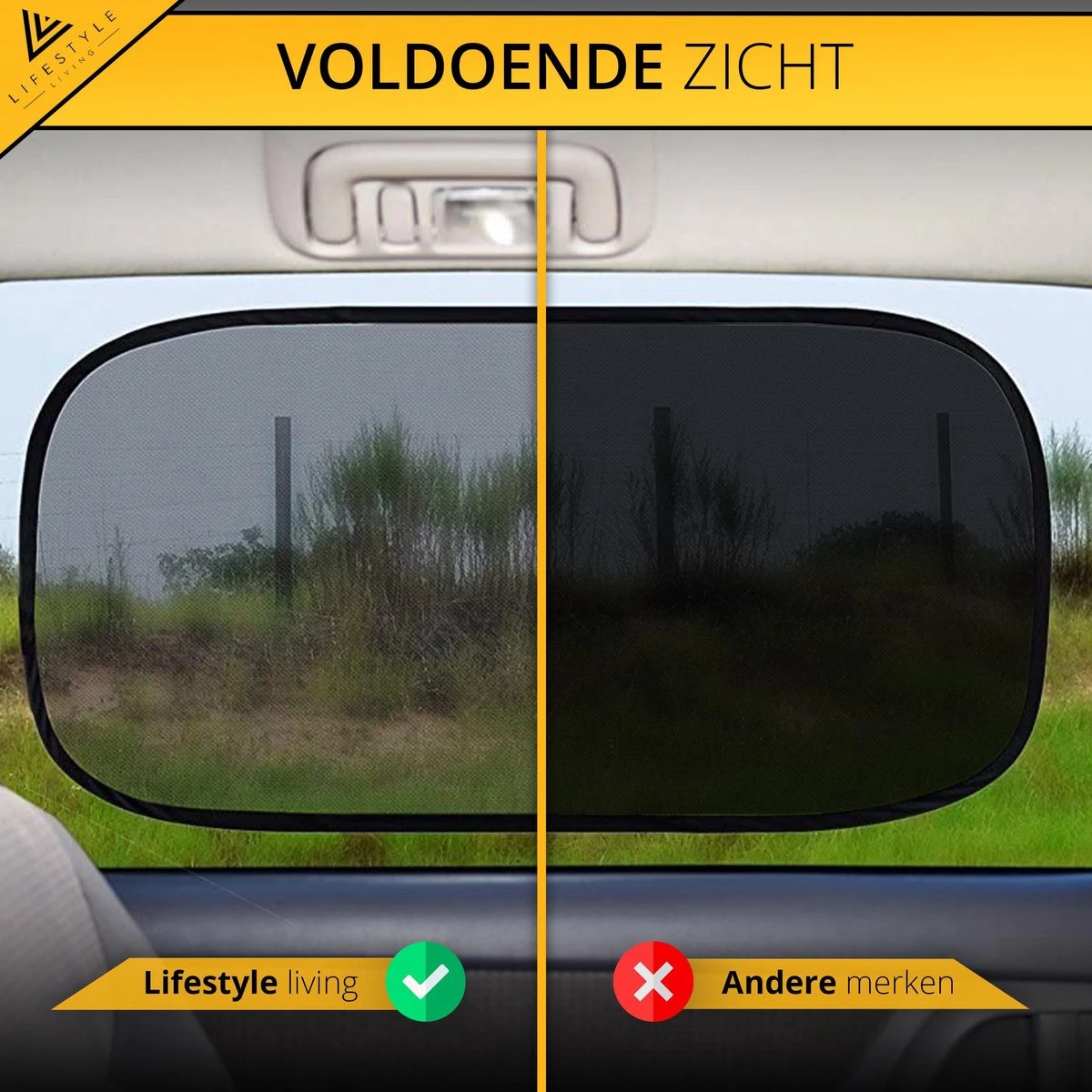 Lifestyle Living Zonnescherm Auto Zijruit – Zonwering Voor Baby En Kind – Zonder Zuignappen – UV Protectie – 2 Stuks – 51 X 31CM – Statisch - Zelfklevend - Afbeelding 8