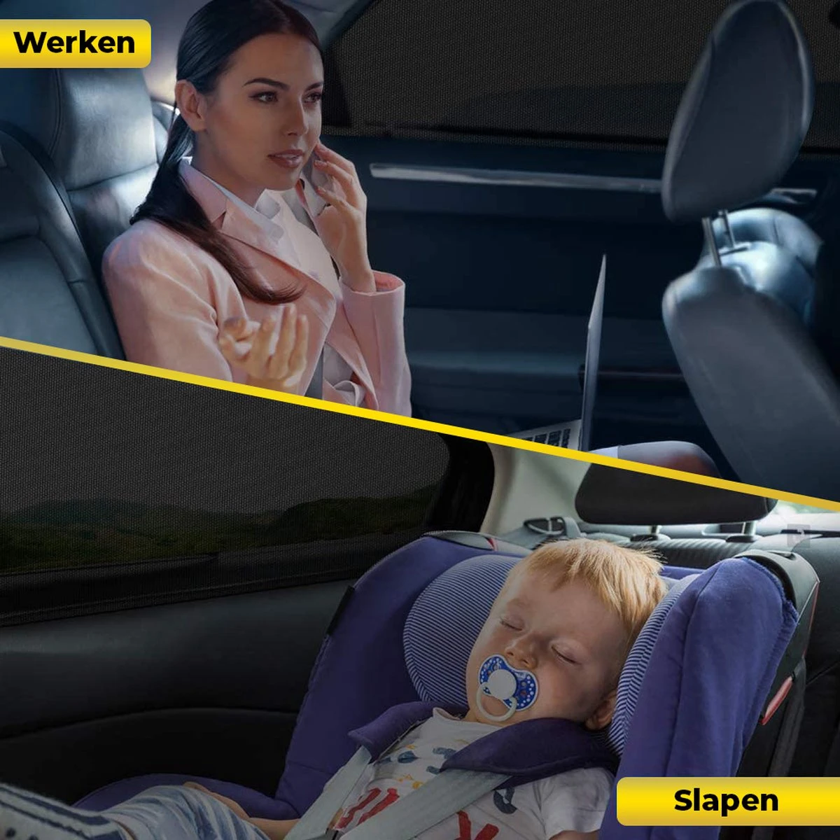 MostEssential Premium Zonnescherm Auto Baby – Zonnescherm Auto Zijruit - Zonwering Auto Voor Baby En Kind – UV Protectie - Zonder Zuignappen - Inclusief Luxe Opbergtas - Afbeelding 7