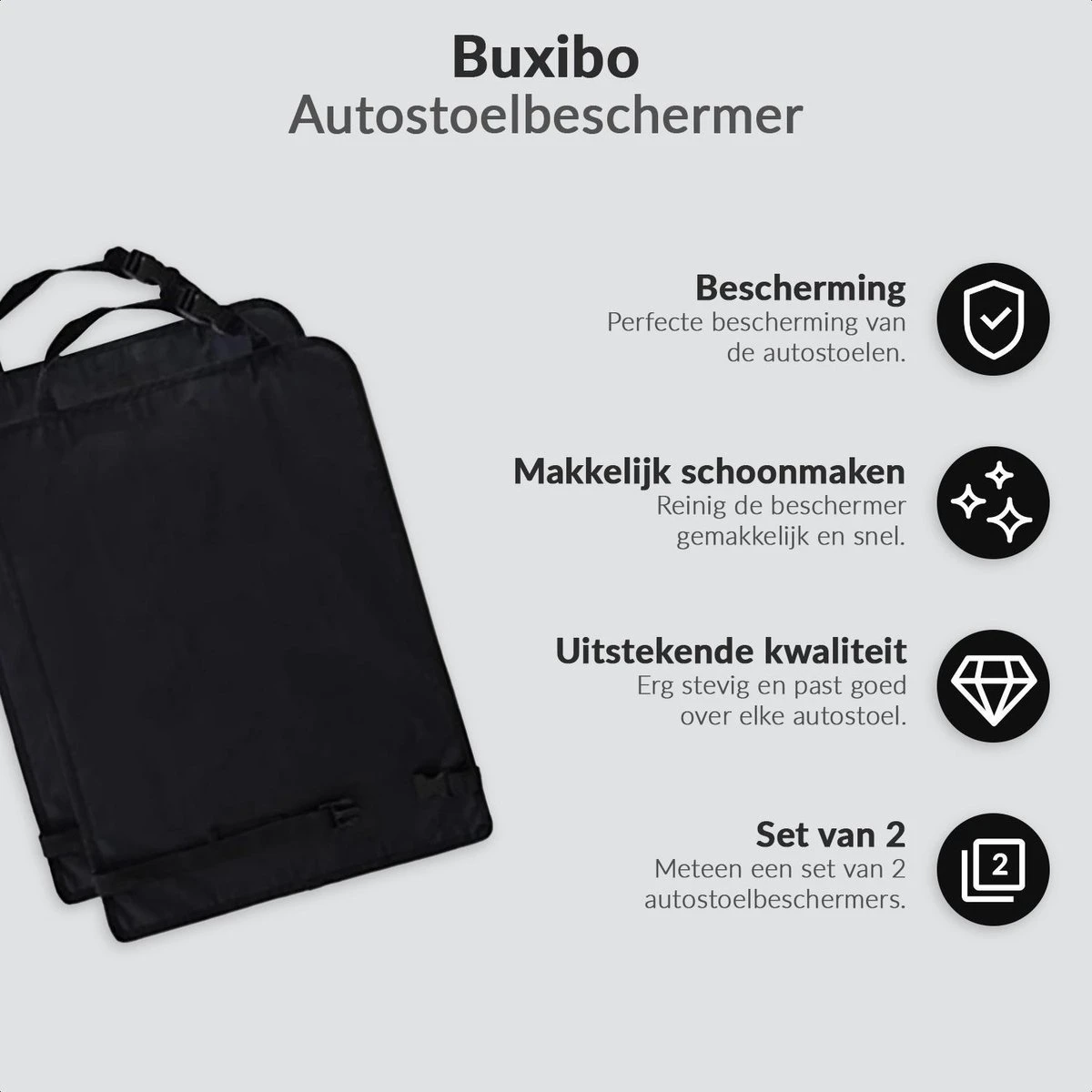 Buxibo - Auto Stoelbeschermer - Auto Stoelhoes - Beschermer Achterkant Autostoel - Voor Voorstoel - 2 Stuks - Afbeelding 5