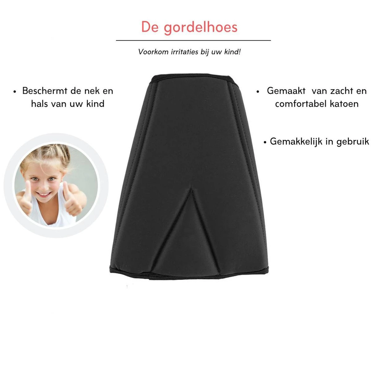 Auto Gordel Beschermer - Gordelhoes - Kind Nek Bescherming - 2 Stuks - Zwart - Afbeelding 3