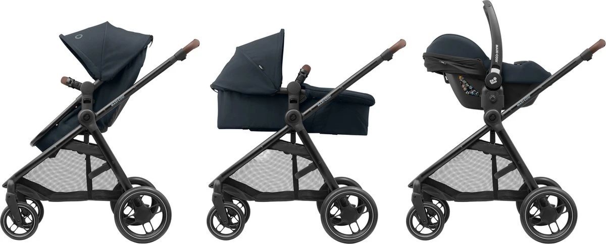 Maxi-Cosi Zelia³ Kinderwagen - Essential Graphite (zwart Frame + Bruin Leer) - Afbeelding 3