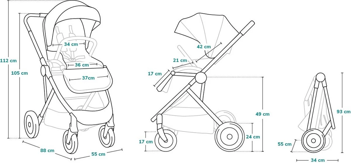 Lionelo Zoey - Kinderwagen - Alluminium - Accessoires - Tot 15kg - Afbeelding 2