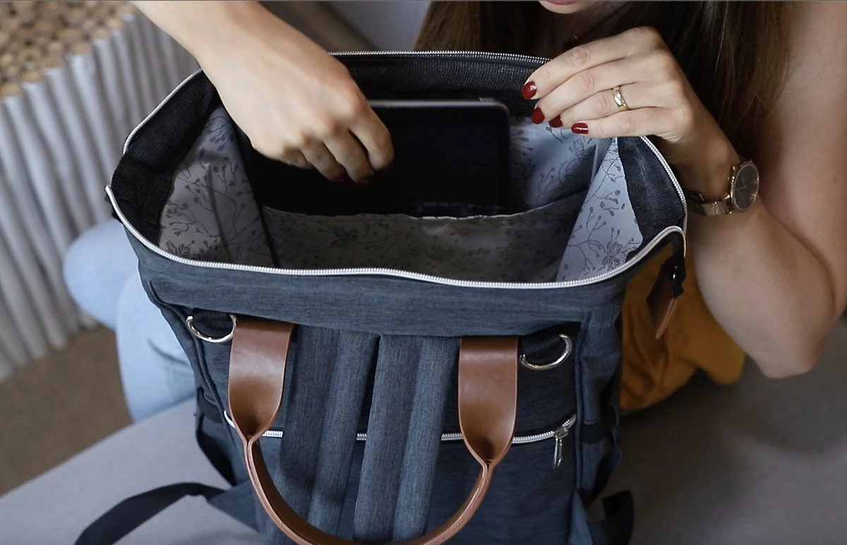 Periwinkle - Luiertassen - Waterproof Baby Verzorgingstas - Baby Rugzak - Luiertas - Verzorgingstas - Linnen - Bordeaux - Afbeelding 19