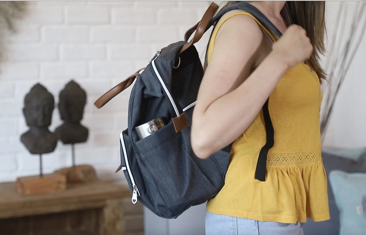 Periwinkle - Luiertassen - Waterproof Baby Verzorgingstas - Baby Rugzak - Luiertas - Verzorgingstas - Linnen - Bordeaux - Afbeelding 12